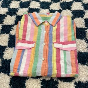 J.Crew Rainbow Linen Button Down, Size 4